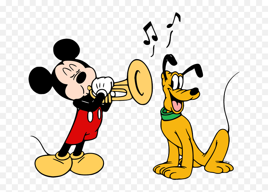 Coloring Page Mickey Trumpet Clipart - Full Size Clipart Mickey Trumpet Emoji,Trumpet Clipart