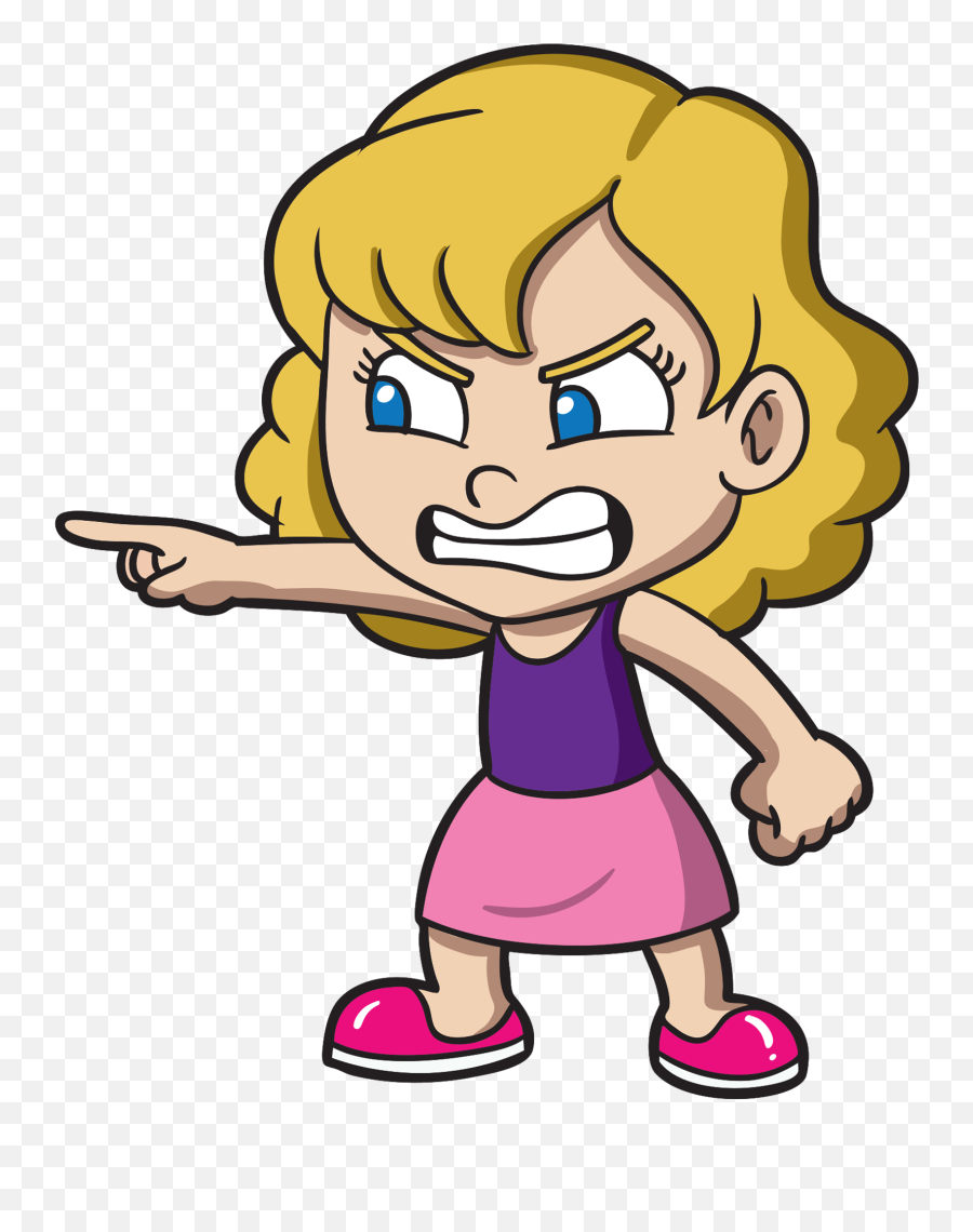 Children Angry Clipart - Angry Girl Running Cartoon Emoji,Angry Clipart