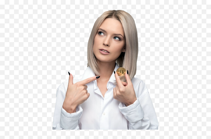 Woman Holding Bitcoin Png - Zarabia Nie Wychodzc Z Domu Reklama Emoji,Bitcoin Png
