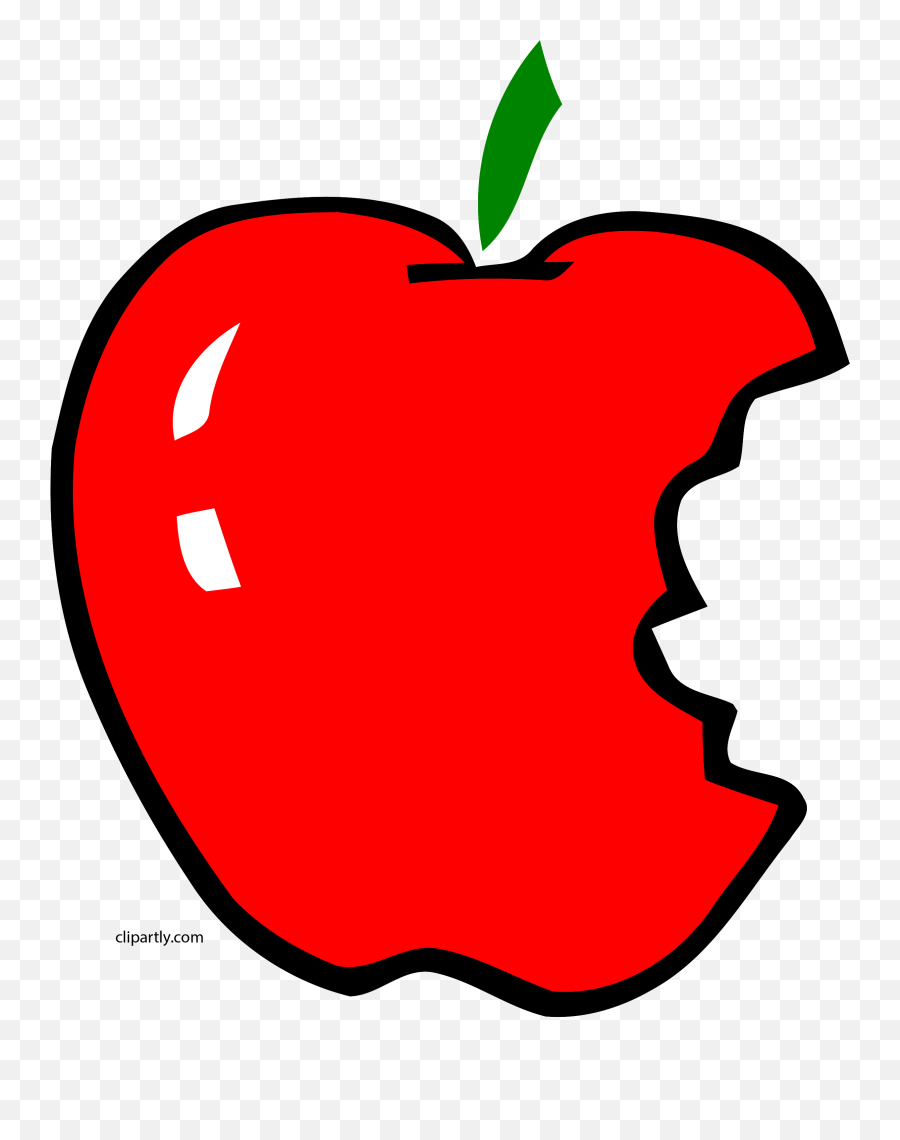 Apl Bite Apple Clipart Png - Bitten Apple Clipart Emoji,Apple Clipart