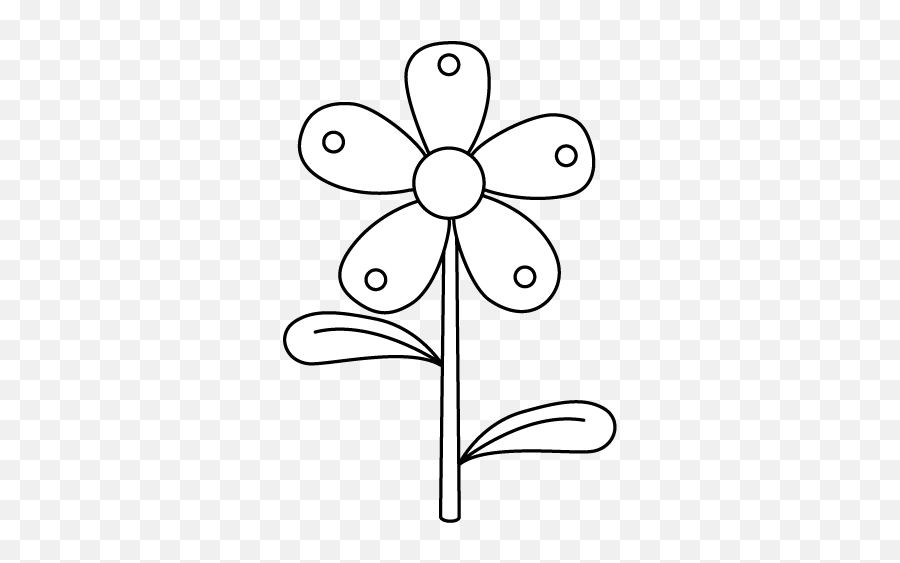 Black And White Garden Flower - Cute Flower Clipart Black And White Free Emoji,Flower Clipart Black And White