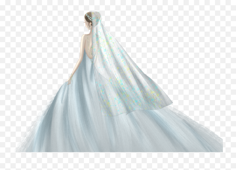 Ftestickers Clipart Woman Bride Sticker By Pennyann - Transparent Wedding Dress Blue Cartoon Emoji,Wedding Dress Clipart