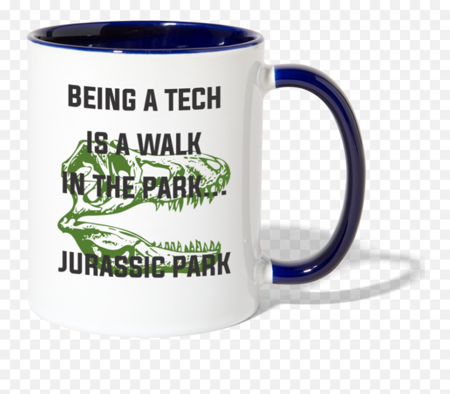 Being A Tech Is A Walk In The Park Jurassic Park Contrast Coffee Mug - Magic Mug Emoji,Jurassic Park Logo Black And White