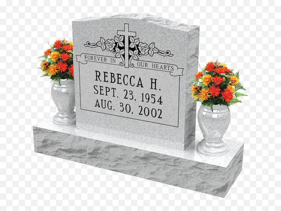 Monuments - Flower Cross Single Tombstone Designs Emoji,Grave Stone Png