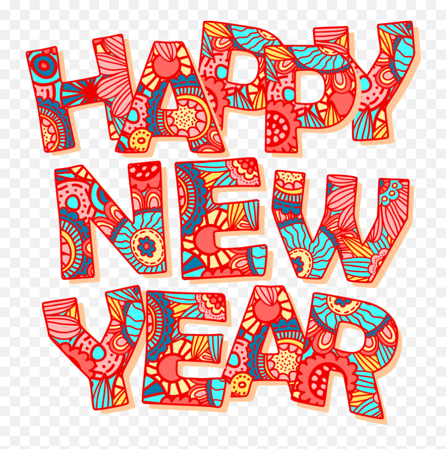 Floral Background English Happy New Year Transparent Emoji,Happy New Year Transparent