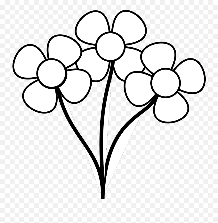 Flowers Black And White Clip Art - Black And White Flowers Clip Art Emoji,Flower Clipart Black And White