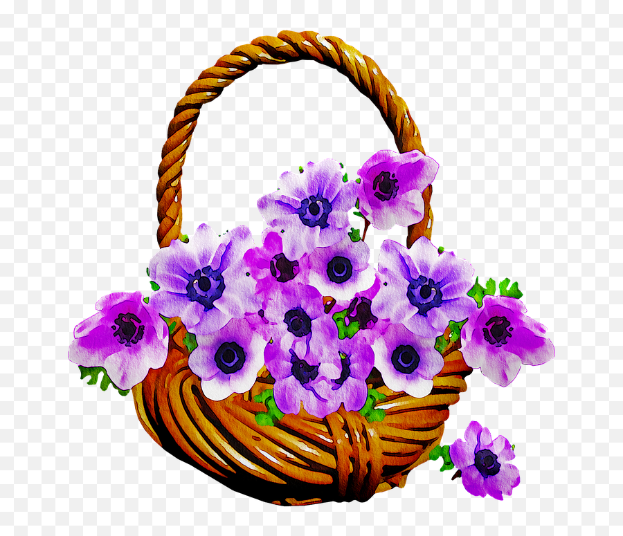 Free Photo Anemone Purple Floral Basket Watercolor Flowers Emoji,Transparent Watercolor Flowers