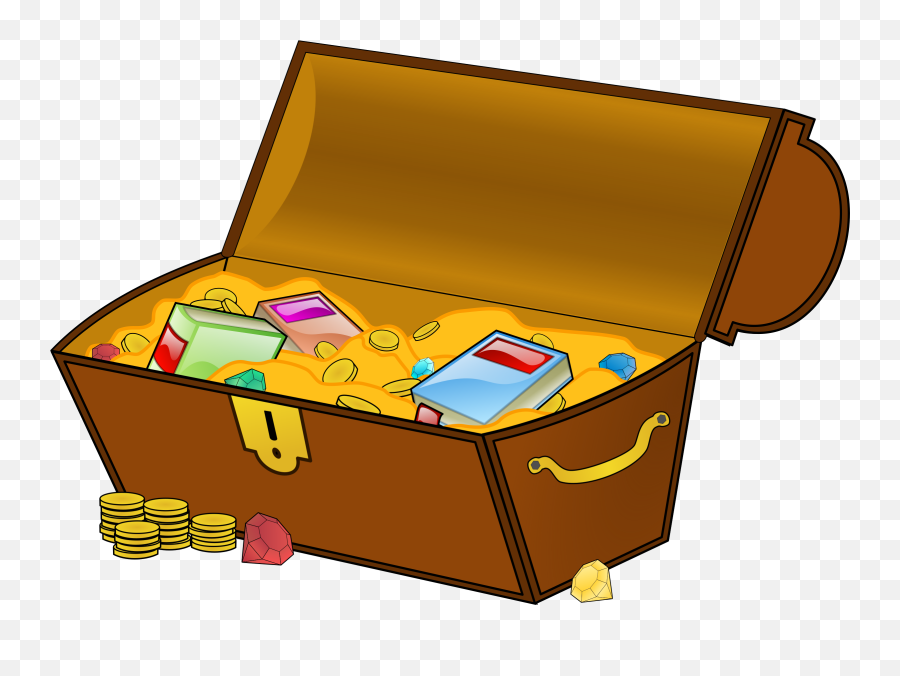 Clipart - Treasure Chest With Books Clipart Emoji,Treasure Chest Clipart