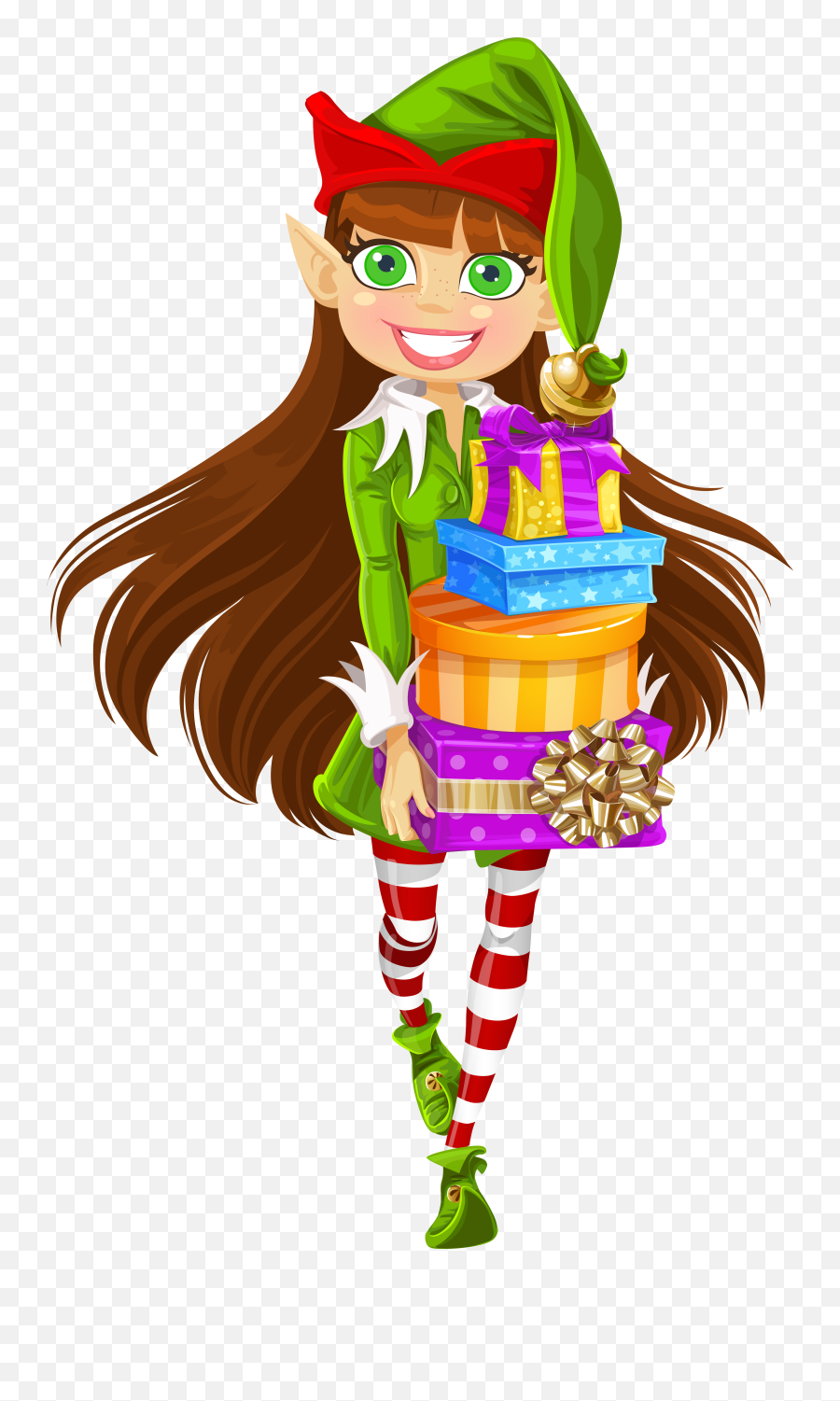 Elves Clipart Gift Elves Gift Transparent Free For Download - Female Clipart Christmas Elf Emoji,Elves Clipart