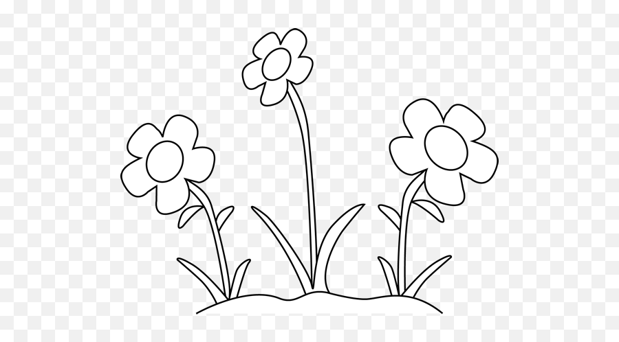 Flower Garden Black And White Clipart - Flowers Garden Black And White Emoji,Flower Clipart Black And White