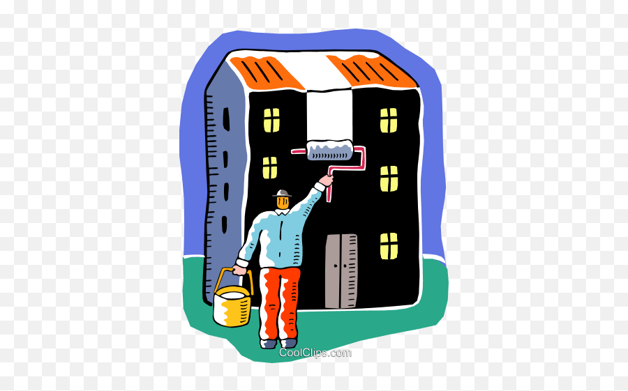Man Painting The Outside Of The House Royalty Free - Paint Paint The House Clipart Emoji,Outside Clipart