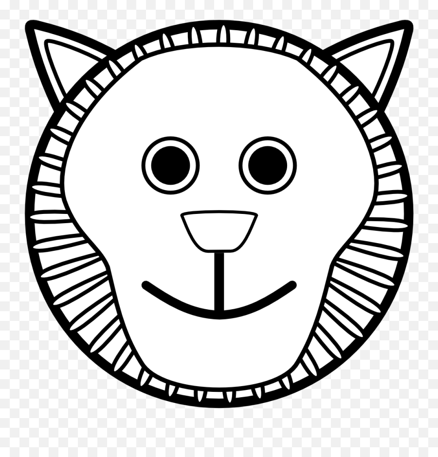 Lion Black White - Cartoon Tiger Face Clipart Black And White Emoji,Eye Clipart Black And White