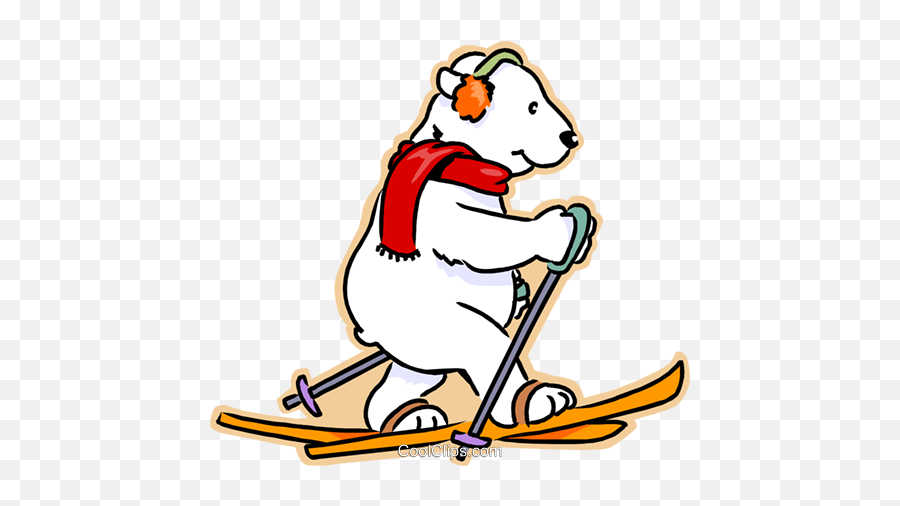 Polar Bear Cross Country Skiing Royalty - Polar Bear Clip Art Emoji,Polar Bear Clipart