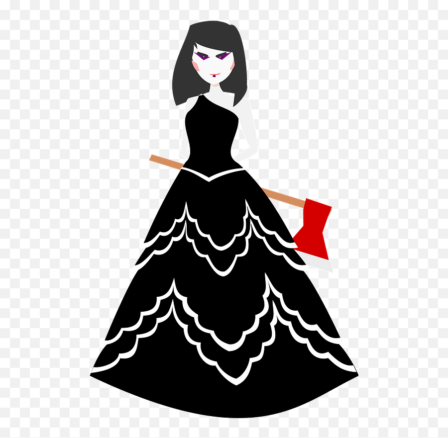 Woman In A Black Wedding Dress Holding An Axe Clipart Free Emoji,Wedding Dress Clipart