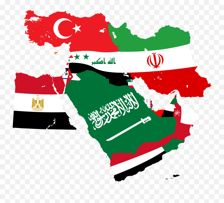 Middle East Map With Flags Clipart - Full Size Clipart Middle East Flags Clipart Emoji,Distressed American Flag Clipart