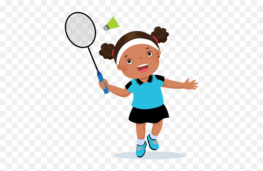 Clipart Badminton Oynayan Kz Çocuu - Clip Art Playing Emoji,Badminton Clipart