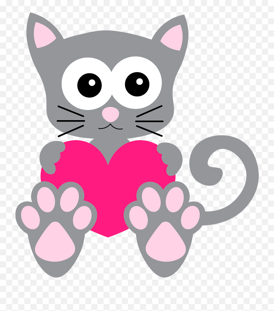 Cute Cat With Heart Clipart - Dot Emoji,Heart Clipart Png