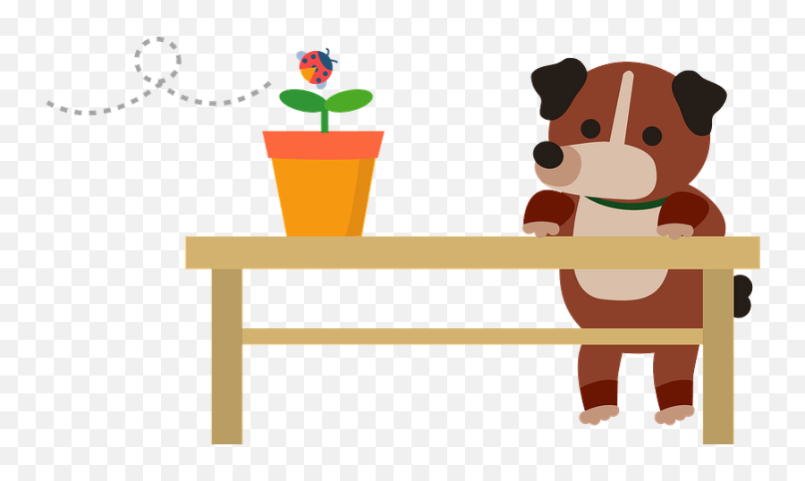 Dog Watching A Ladybug On A Plant Clipart Free Download - Happy Emoji,Watching Clipart