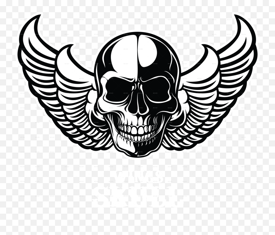 Wings Skull T - Shirt Design Skull Tshirt Winged Skull Skull Wing Png Emoji,Tshirt Design Logo