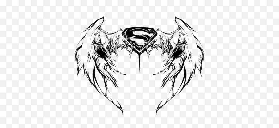 Download Tattoo Png - Superman Logo With Wings Tattoo Full Emoji,Superman Logo Drawing