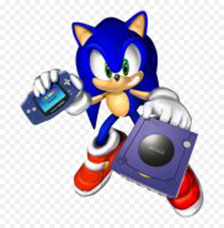 Download Sonic With Gba And Gamecube - Gamecube Sonic Full Sonic Holding Gameboy Advance Emoji,Gamecube Png