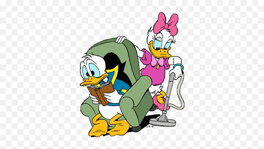 Vacuum Clip Art - Donald And Daisy Duck Hoovering Emoji,Vacuum Clipart