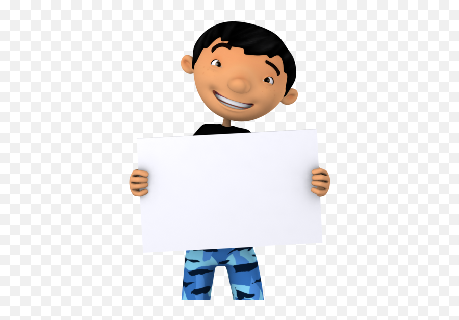 Cool Boy Holding A Blank Board - Cartoon Holding Banner Png Transparent Kids Holding Banner Png Emoji,Blank Banner Png