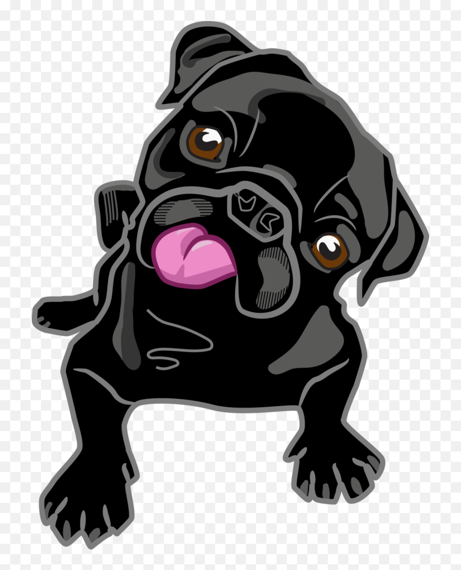 Pug Vector Free - Black Pug Clipart Emoji,Pug Clipart