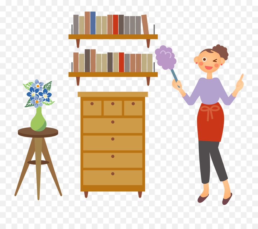 Cleaning With A Feather Duster Clipart - Happy Emoji,Clean Clipart
