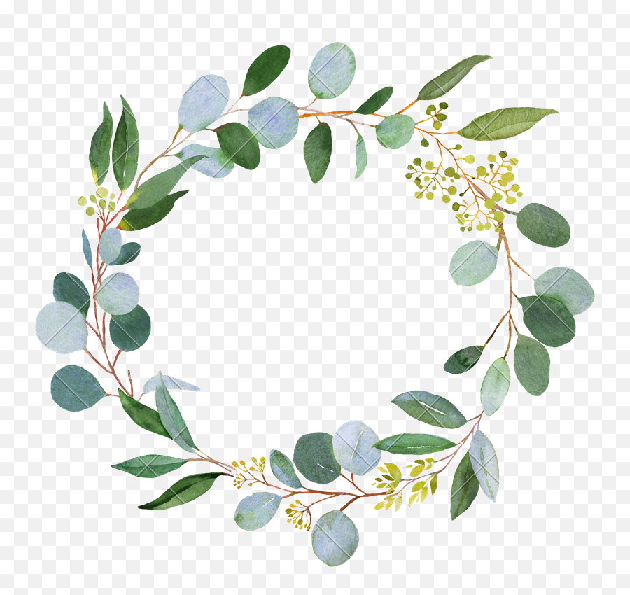 Download Green Wreath Png Picture Black - Watercolor Greenery Wreath Png Emoji,Wreath Png