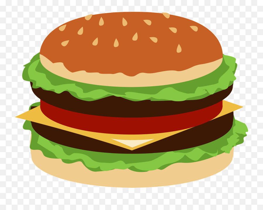 Fast Food Cheeseburger Clipart - Hamburger Bun Emoji,Hamburger Clipart