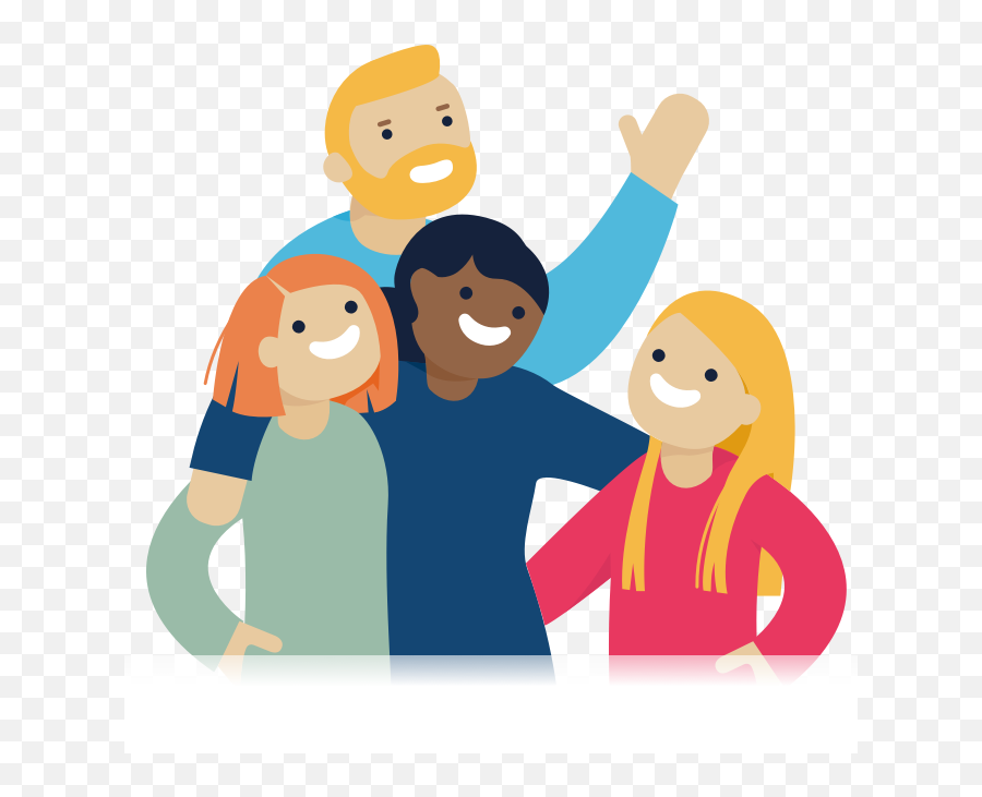 Illustration Of Four People Hugging And Smiling - People People Clipart Emoji,Talking Clipart