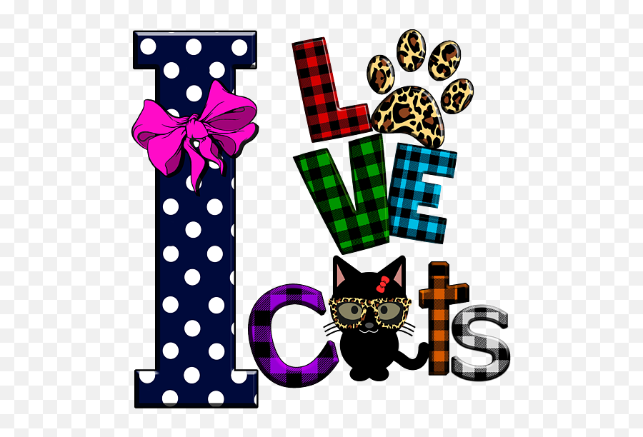 I Love Cats Buffalo Plaid Patternleopard Spotspolka Dots Emoji,Polka Dot Pattern Png