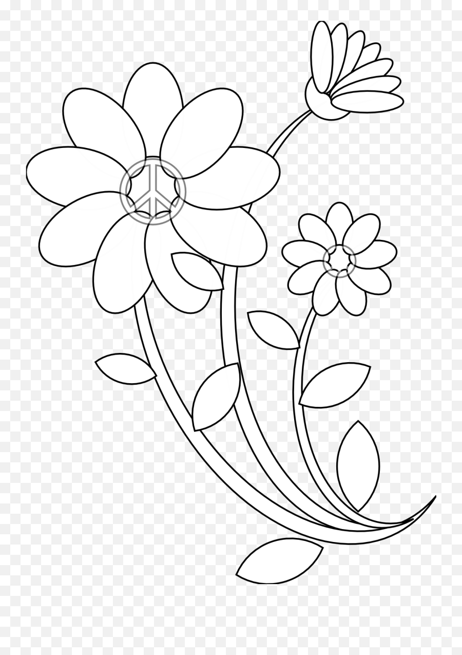 Line Drawing Of Flowers - Flower White Line Drawing Emoji,Flowers Clipart