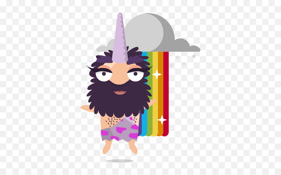 Cave Man Emoticon Emoji Sticker Rainbow Unicorn Free,Rainbow Unicorn Clipart