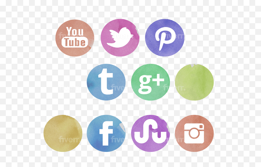 Make Watercolor Social Media Icons By Artpoliticslife Fiverr Emoji,Watercolor Banner Png