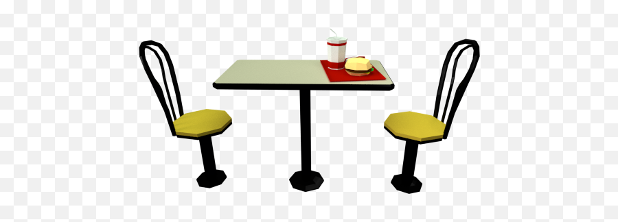 Low Poly Fast Food Meal With Table And Chairs - Kitchen Emoji,Dining Room Clipart