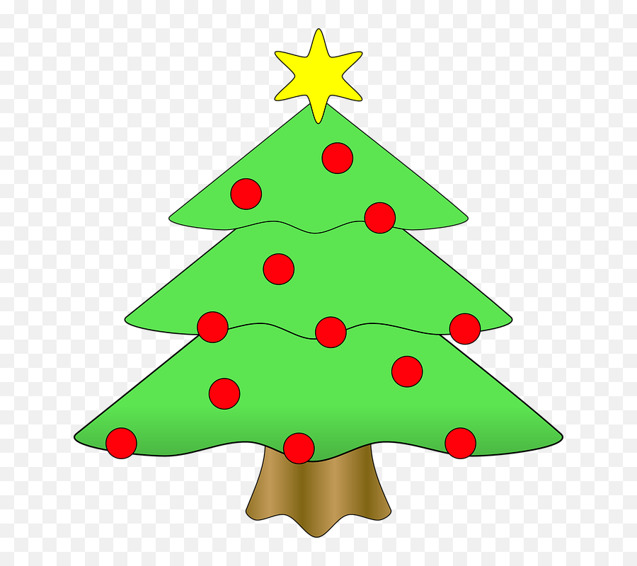 Christmas Trees Clipart - Cartoon Christmas Tree With Baubles Emoji,Christmas Trees Clipart
