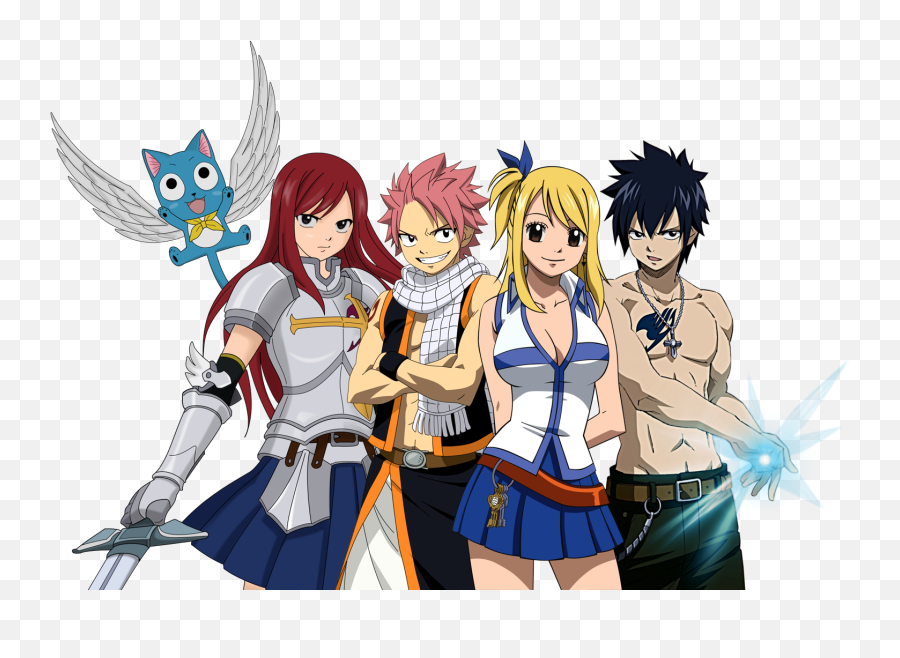 Download Hd Fairy Tail Clipart Transparent Transparent Png - Fairy Tail Erza Lucy Natsu Grey Emoji,Tail Clipart
