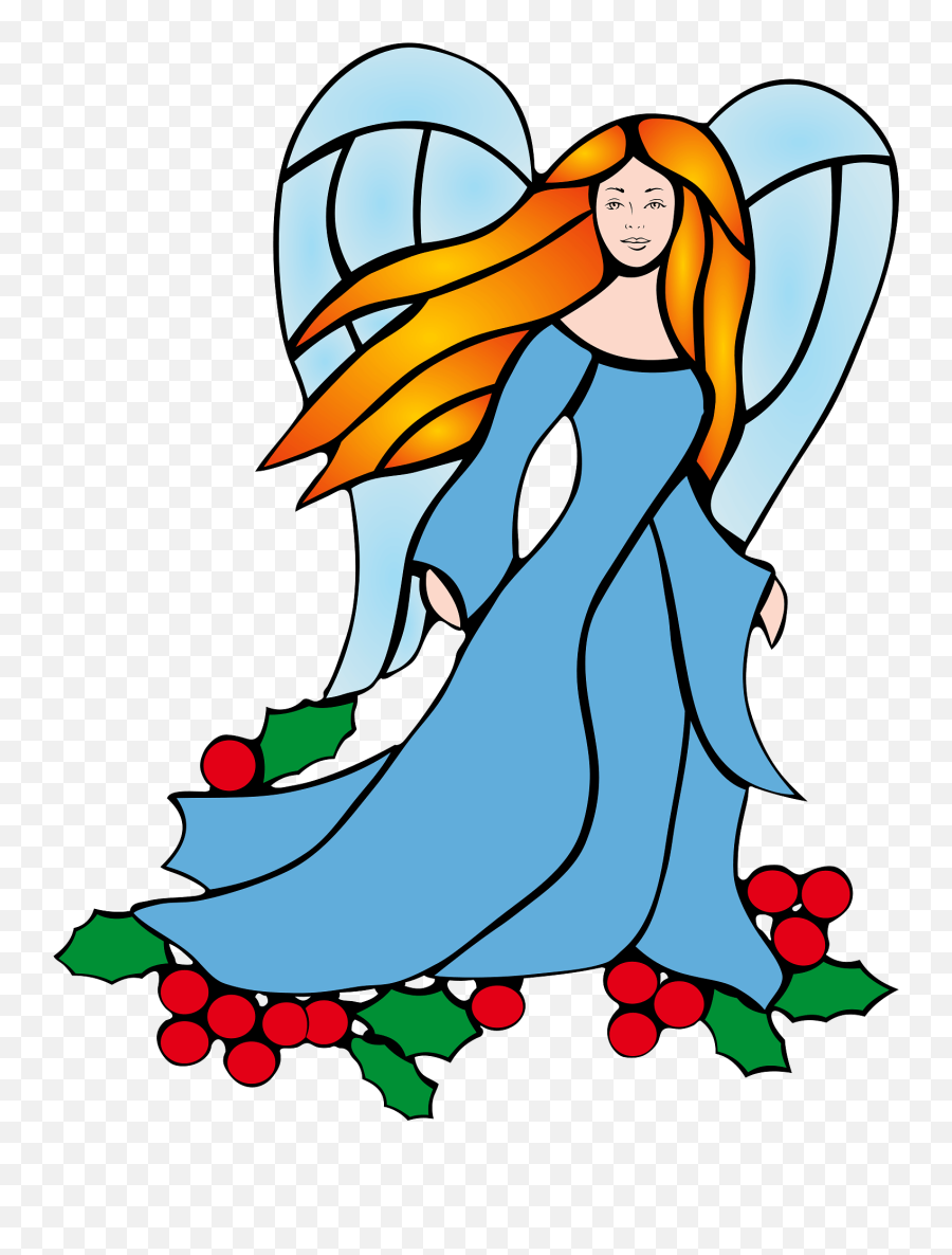 Stained Glass Christmas Angel Clipart - Transparent Angel Clipart Emoji,Christmas Angel Clipart