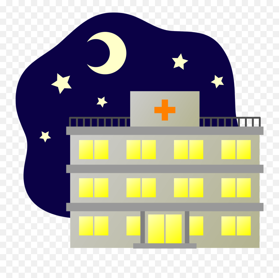 Hospital Building At Night Time Clipart - Hospital At Night Clipart Emoji,Hospital Clipart
