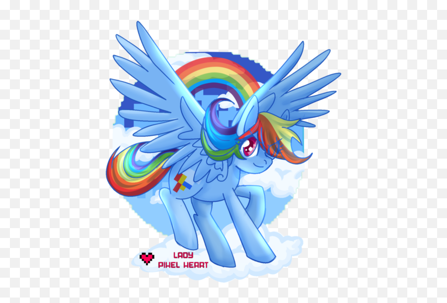 594715 - Artistladypixelheart Cloud Cloudy Flying Mythical Creature Emoji,Rainbow Transparent Background