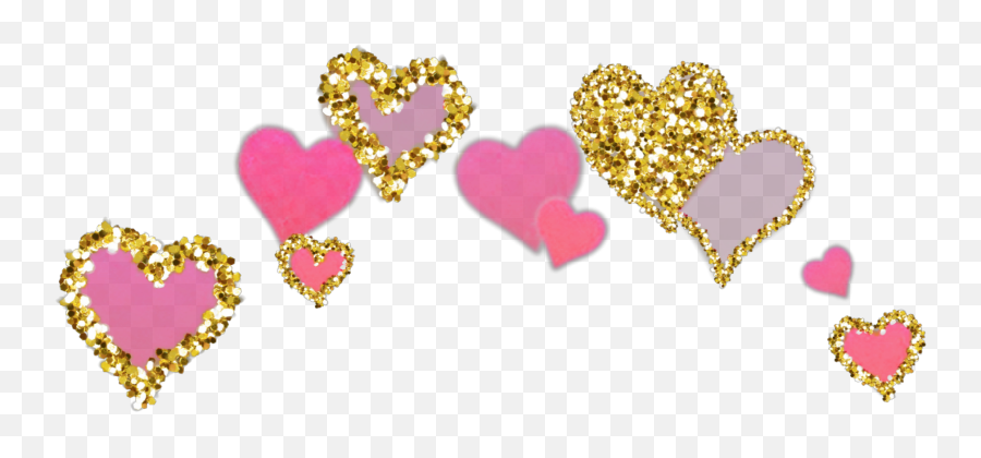 Hearts Heart Golden Gold Glittery Glitter Sparkles - Black Crown Aesthetic Transparent Emoji,Transparent Sparkles
