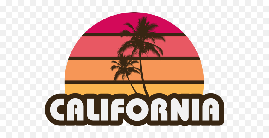 California Retro Palm Trees - Tshirt 600x380 Png California Logo Palm Trees Emoji,Palm Tree Logo