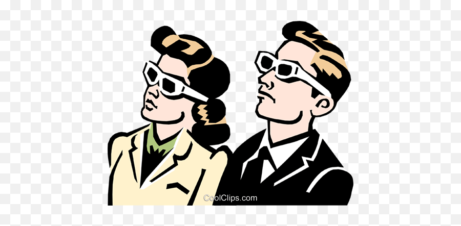 Couple Watching 3d Movie Royalty Free Ve 958675 - Png People Wearing Spectacle Cartoon Emoji,Watching Clipart