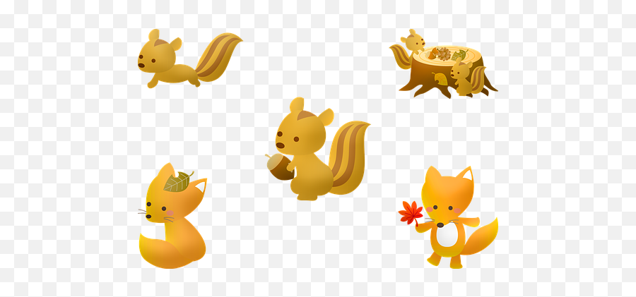 Free Squirrel Animal Illustrations - Fall Cartoon Squirrel And Leaves Emoji,Play Dough Clipart
