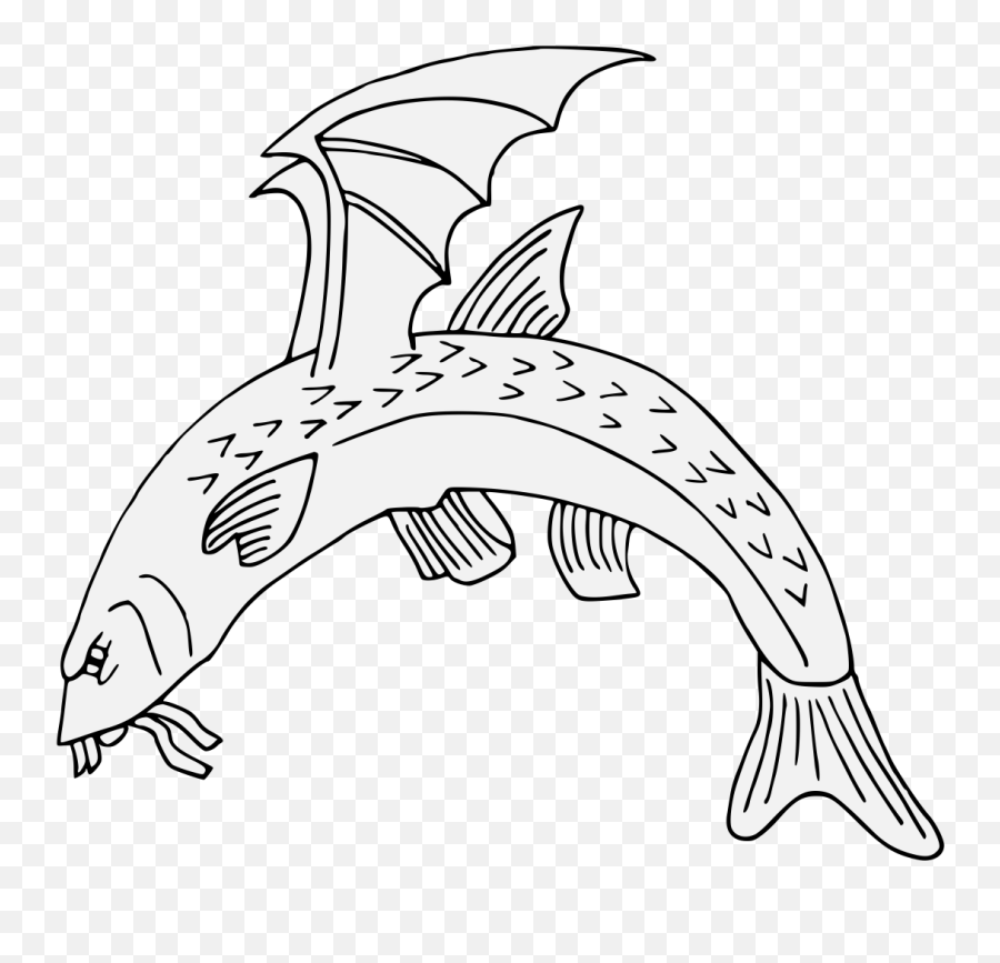 Fish - Traceable Heraldic Art Emoji,Fish Outline Png