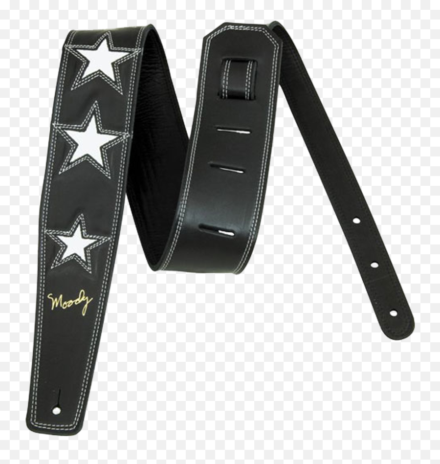 25 3 Star Leather Backed Strap - Blackblack U0026 Three White Stars Leather Stars Guitar Strap Emoji,White Star Transparent