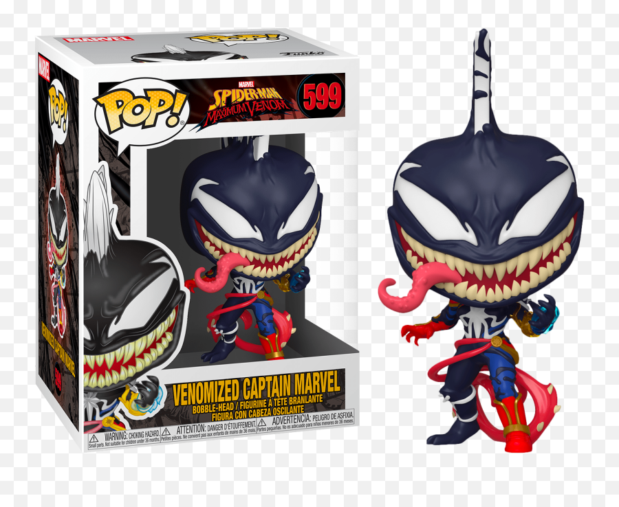 Funko Pop Spider - Man Maximum Venom Venomized Captain Marvel 599 Emoji,Spiderman Comic Png