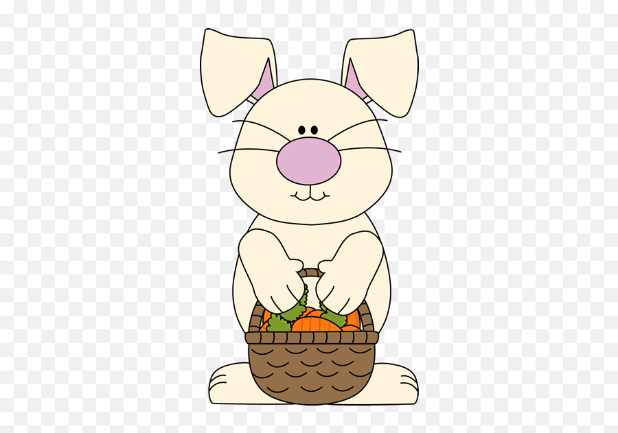 Easter Bunny With A Basket Of Carrots - Easter Bunny With Basket Clipart Emoji,Carrots Clipart